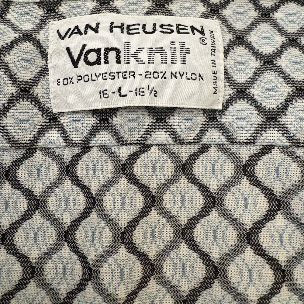 Vintage 1970s Gray White Button-Up Shirt -L